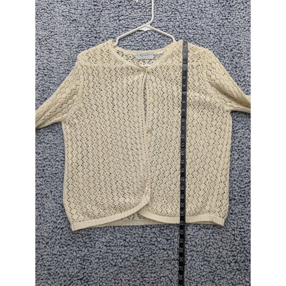 VTG Old Navy Crochet Cardigan Size L Boho Fisherman 90s Y2K Fairy Preppy Cream - Picture 12 of 12